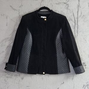 Isaac Mizrahi Jacket Womens Size 12 Black Suede Leather Jacket